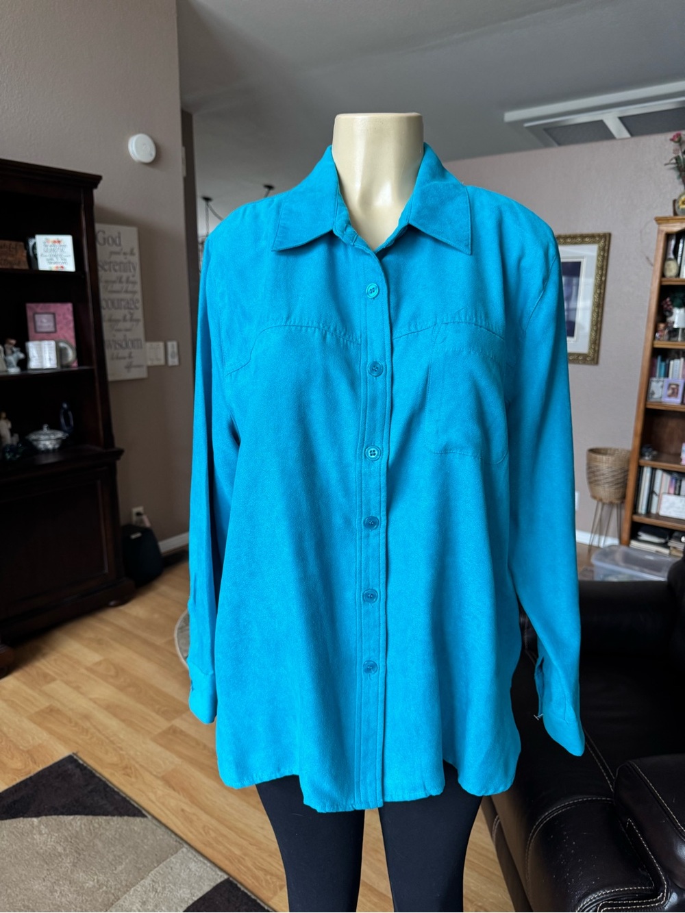 Draper’s & Damon’s blue suede button down shirt-size XL